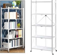 Big Size Foldable Kitchen Rack with Wheels (5 Tier Heavy Duty Over-the-Floor Storage Organizer) – 71cm x 34cm x 160cm Multi-Layer Rolling Kitchen Shelf for Food Storage, Utensils, Pantry & Home Organi