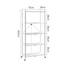 Big Size Foldable Kitchen Rack with Wheels (5 Tier Heavy Duty Over-the-Floor Storage Organizer) – 71cm x 34cm x 160cm Multi-Layer Rolling Kitchen Shelf for Food Storage, Utensils, Pantry & Home Organi