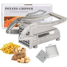 Metallic Stainless Chips Cutter Slicer Durable Potato Vegetable Fruit Cutter French Fry Maker Stainless Steel Kitchen Tool Easy Operation Removable Parts Compact Design for Home and Restaurant Use