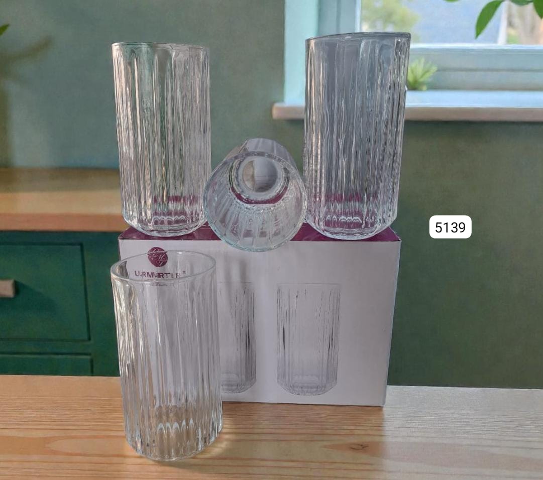 Ribbed Glasses Set Elegant Textured Juice and Water Glasses Durable Clear Glass Drinkware for Home Kitchen Dining Office and Everyday Beverage Use Stylish Modern Glass Cups