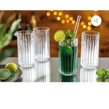 Ribbed Glasses Set Elegant Textured Juice and Water Glasses Durable Clear Glass Drinkware for Home Kitchen Dining Office and Everyday Beverage Use Stylish Modern Glass Cups