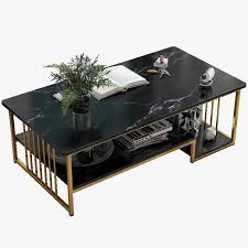 Executive Black Marble Coffee Table – Modern Luxury Living Room Center Table with Premium Black Marble-Effect Top, Strong Durable Frame and Spacious Surface for Home and Office Lounge Use