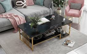 Executive Black Marble Coffee Table – Modern Luxury Living Room Center Table with Premium Black Marble-Effect Top, Strong Durable Frame and Spacious Surface for Home and Office Lounge Use