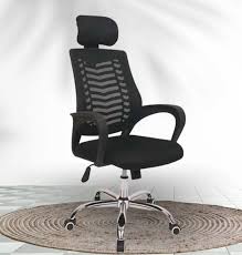 Secretarial Mesh Office Chair with Headrest, Ergonomic Swivel Office Chair with Lumbar Support, Breathable Mesh Back Computer Desk Chair for Home and Office Comfort, Adjustable Height Seating