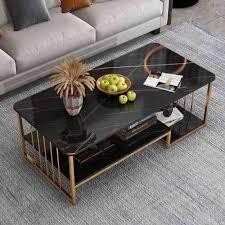 Executive Black Marble Coffee Table – Modern Luxury Living Room Center Table with Premium Black Marble-Effect Top, Strong Durable Frame and Spacious Surface for Home and Office Lounge Use
