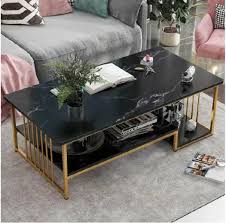 Executive Black Marble Coffee Table – Modern Luxury Living Room Center Table with Premium Black Marble-Effect Top, Strong Durable Frame and Spacious Surface for Home and Office Lounge Use