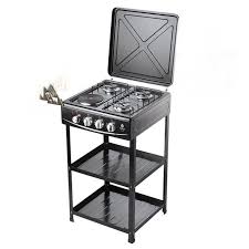 Nunix Full Gas Standing Cooker with Shelf – Freestanding 4 Burner Gas Cooker with Spacious Oven, Built-In Storage Shelves, Automatic Ignition, Durable Easy-Clean Design for Modern Kitchens