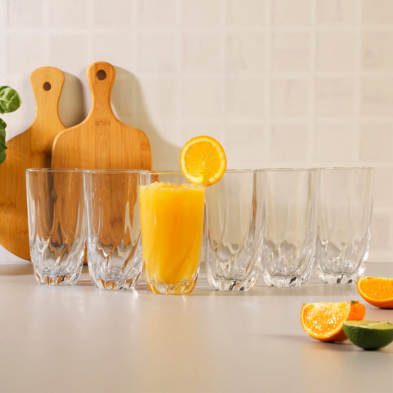 Twisted Water Glass Set of 6 – 300ml Elegant Spiral Design Drinking Glasses Durable Clear Glass Cups for Water Juice Soft Drinks Home Office and Everyday Use Stylish Modern Glassware Set