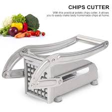 Metallic Stainless Chips Cutter Slicer Durable Potato Vegetable Fruit Cutter French Fry Maker Stainless Steel Kitchen Tool Easy Operation Removable Parts Compact Design for Home and Restaurant Use