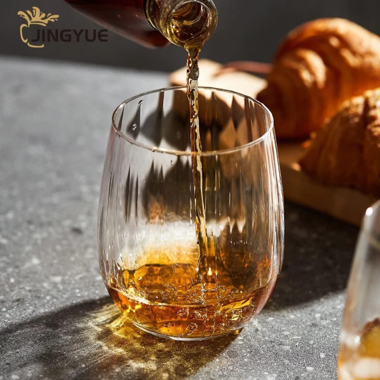 Short Ribbed Glasses Set Elegant Textured Drinking Glasses Durable Glass Cups for Water Juice Whiskey and Everyday Beverage Use Stylish Home Bar and Kitchen Drinkware Set