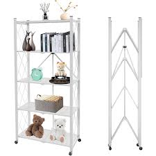 Big Size Foldable Kitchen Rack with Wheels (5 Tier Heavy Duty Over-the-Floor Storage Organizer) – 71cm x 34cm x 160cm Multi-Layer Rolling Kitchen Shelf for Food Storage, Utensils, Pantry & Home Organi