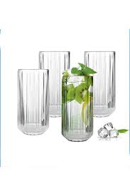 Ribbed Glasses Set Elegant Textured Juice and Water Glasses Durable Clear Glass Drinkware for Home Kitchen Dining Office and Everyday Beverage Use Stylish Modern Glass Cups