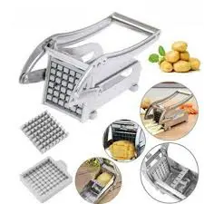 Metallic Stainless Chips Cutter Slicer Durable Potato Vegetable Fruit Cutter French Fry Maker Stainless Steel Kitchen Tool Easy Operation Removable Parts Compact Design for Home and Restaurant Use