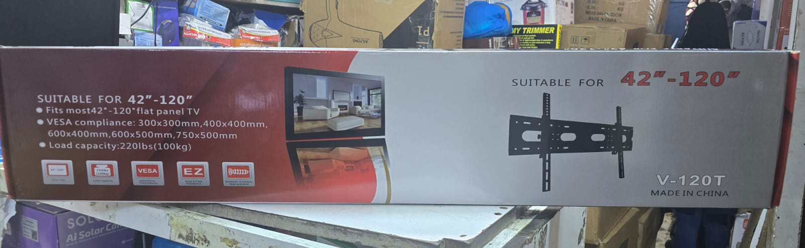 Skilltech Tilt Wall Mount Bracket (Heavy Duty 42–120 Inch TV) is a large-format, ultra-strong TV wall mounting solution designed for very big screens used in homes, offices, halls, hotels, and commerc