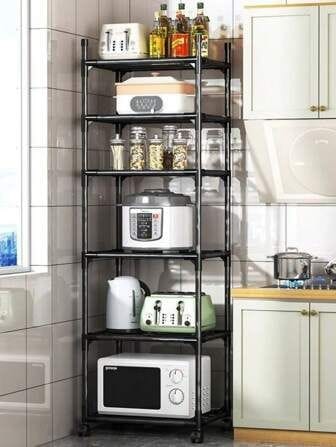 6 Layer Kitchen Organizer Rack, Multi Tier Storage Shelf for Fruits, Vegetables, Utensils, and Kitchen Essentials, Space Saving Standing Unit for Home, Pantry, and Small Kitchens