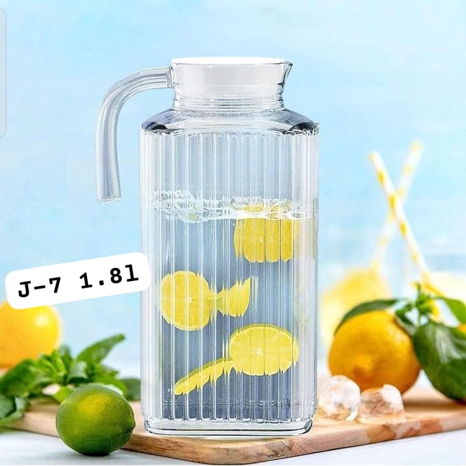 J-7 Bost 1.8 Litre Glass Jug – Premium Large Capacity Crystal Clear Glass Water Jug with Elegant Design, Durable Construction & Comfortable Handle for Home, Kitchen, Dining Table, Office & Everyday Us
