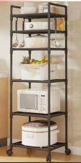 6 Layer Kitchen Organizer Rack, Multi Tier Storage Shelf for Fruits, Vegetables, Utensils, and Kitchen Essentials, Space Saving Standing Unit for Home, Pantry, and Small Kitchens