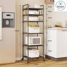 6 Layer Kitchen Organizer Rack, Multi Tier Storage Shelf for Fruits, Vegetables, Utensils, and Kitchen Essentials, Space Saving Standing Unit for Home, Pantry, and Small Kitchens