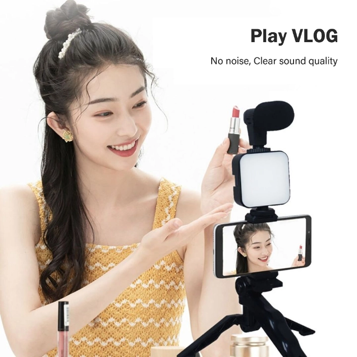 Tripod Phone Stand with Ring Light and Microphone, All-in-One Video Recording Kit for Content Creators, Live Streaming, YouTube, and TikTok, Complete Setup for Lighting, Audio, and Stability
