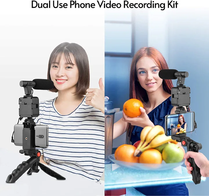 Tripod Phone Stand with Ring Light and Microphone, All-in-One Video Recording Kit for Content Creators, Live Streaming, YouTube, and TikTok, Complete Setup for Lighting, Audio, and Stability