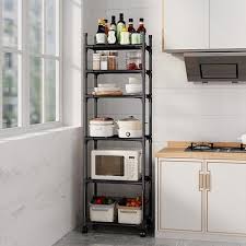 6 Layer Kitchen Organizer Rack, Multi Tier Storage Shelf for Fruits, Vegetables, Utensils, and Kitchen Essentials, Space Saving Standing Unit for Home, Pantry, and Small Kitchens