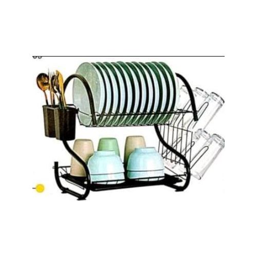 18" 2 Layer Stainless Dish Drainer (RN-1610).The  curved stainless steel handles  on both sides make it easy to lift and move the drainer
There are water pan to collect the water dropping