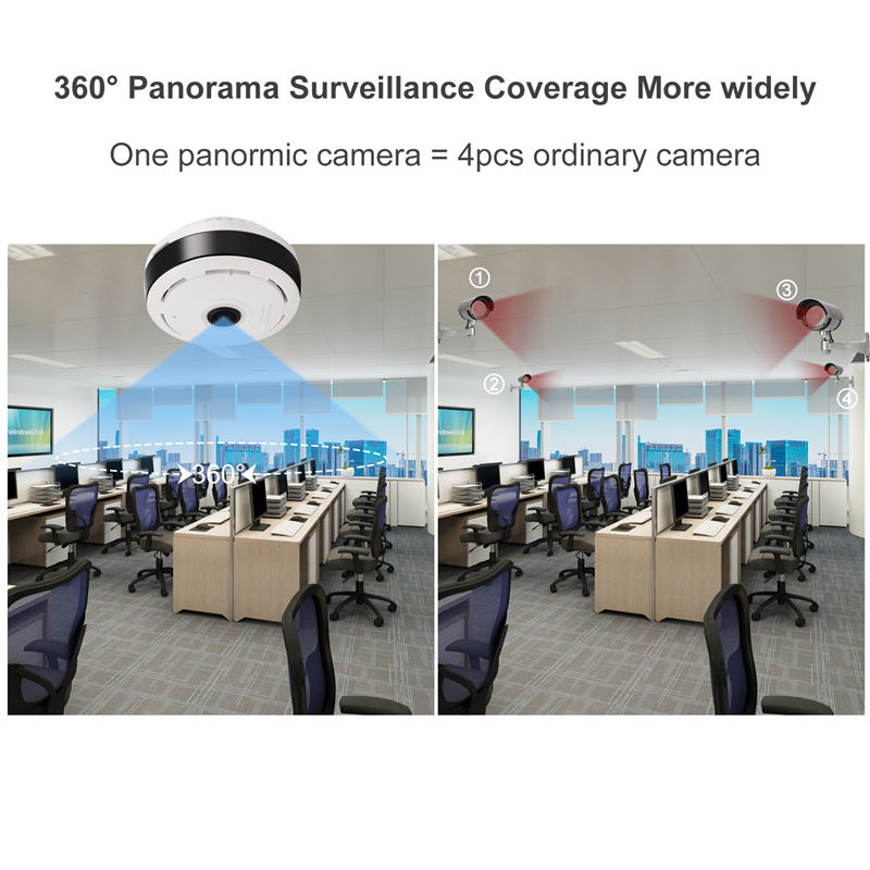 360° Panoramic VR Mini WiFi CCTV Camera 5MP FHD Ceiling Fisheye Wireless Home Security Hidden Nanny Spy Cam Motion Detection Clear Night Vision Two-Way Audio Mobile Remote Access TF Card Support