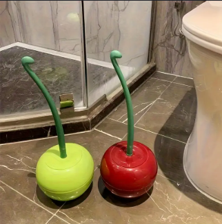 Latest Toilet Brush in Town!!! Toilet Brush and Holder Set - Cute Cherry Shape, Eco-Friendly PP, 13x38cm