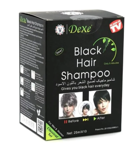 STREAMLINED !!!  10 PCS Dexe  Black Hair Shampoo Instant Hair Dye for Men  and Women Black Color