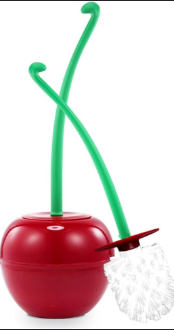 Latest Toilet Brush in Town!!! Toilet Brush and Holder Set - Cute Cherry Shape, Eco-Friendly PP, 13x38cm