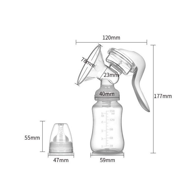 Manual Breast Pump with Free Baby Bottle Cap – Nursing Milk Pumping Lactagogue Breast Pump, BPA-Free Silicone, Comfortable & Easy to Use