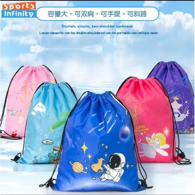 Kids' Cartoon-Themed Drawstring Swimming Bag – Lightweight Waterproof Swim & Sports Bag for Boys and Girls