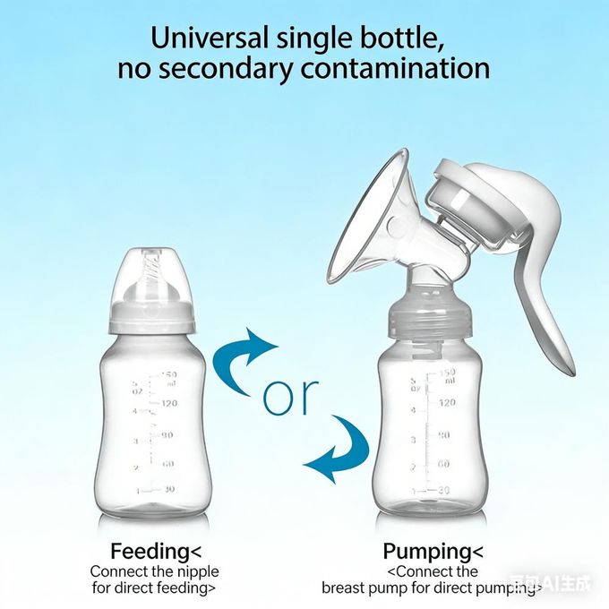 Manual Breast Pump with Free Baby Bottle Cap – Nursing Milk Pumping Lactagogue Breast Pump, BPA-Free Silicone, Comfortable & Easy to Use