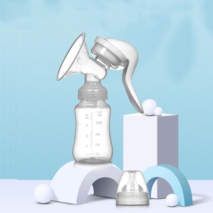 Manual Breast Pump with Free Baby Bottle Cap – Nursing Milk Pumping Lactagogue Breast Pump, BPA-Free Silicone, Comfortable & Easy to Use