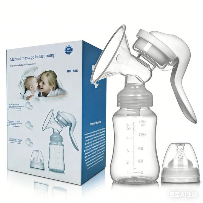 Manual Breast Pump with Free Baby Bottle Cap – Nursing Milk Pumping Lactagogue Breast Pump, BPA-Free Silicone, Comfortable & Easy to Use