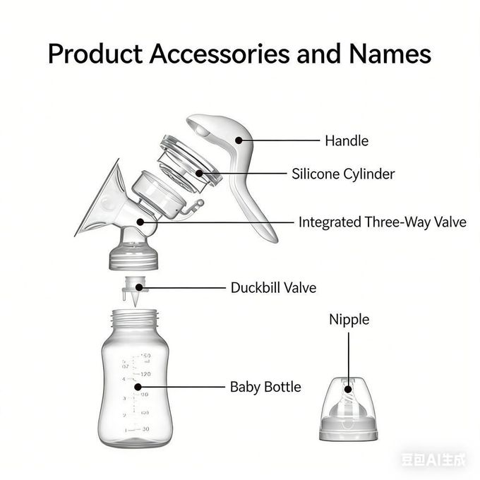 Manual Breast Pump with Free Baby Bottle Cap – Nursing Milk Pumping Lactagogue Breast Pump, BPA-Free Silicone, Comfortable & Easy to Use