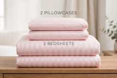 Plain Striped Cotton Bedsheet Set – 6×7, Soft and comfortable, Breathable fabric, Easy to wash and maintain, Suitable for everyday use