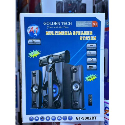 A1 Golden Tech GT-9002BT 3.1CH Multimedia Speaker System - Bluetooth connectivity, Deep bass sound, USB port for music playback, SD card slot, Built-in FM radio, AUX connectivity, AC/DC function