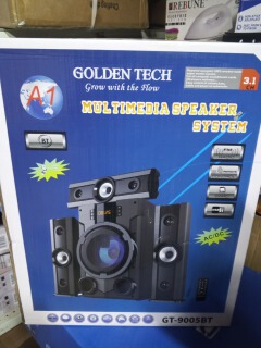 A1 Golden Tech GT-9005BT 3.1CH Multimedia Speaker System - 15,000W PMPO,Deep bass sound,Bluetooth connectivity,USB port,SD card slot, Built-in FM radio, Remote control, Home theatre-style sound system