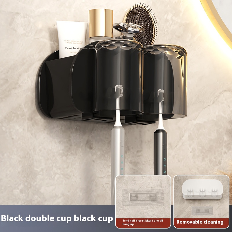 Premium Wall Mounted Toothbrush Holder & Toothpaste Dispenser with 4 Cups