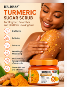 DR. DESS Turmeric Sugar Scrub Bath Brightening & Lightening Spa Scrub Exfoliating Body Scrub.