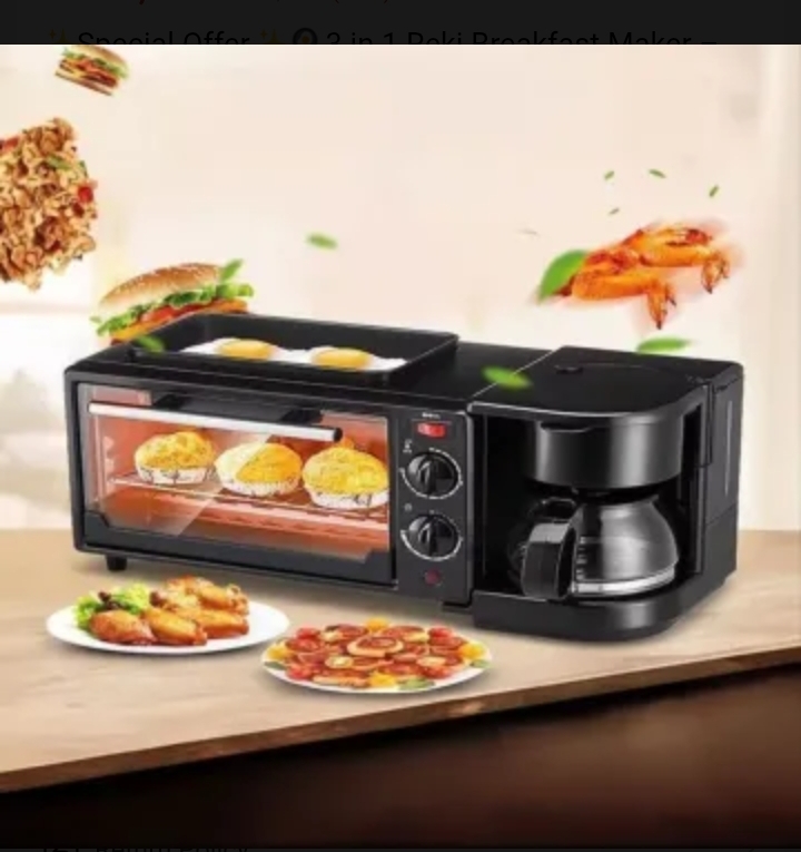 🔥✨OFFER OFFER ✨✨ Sokany 3 - in-1 Reki  Breakfast Maker✨🔥 All -in-One Smart Breakfast Station ☕ Built - in -Coffee Maker✨Mini Oven for Baking & Toasting . Compact & Space Saving ✨🔥