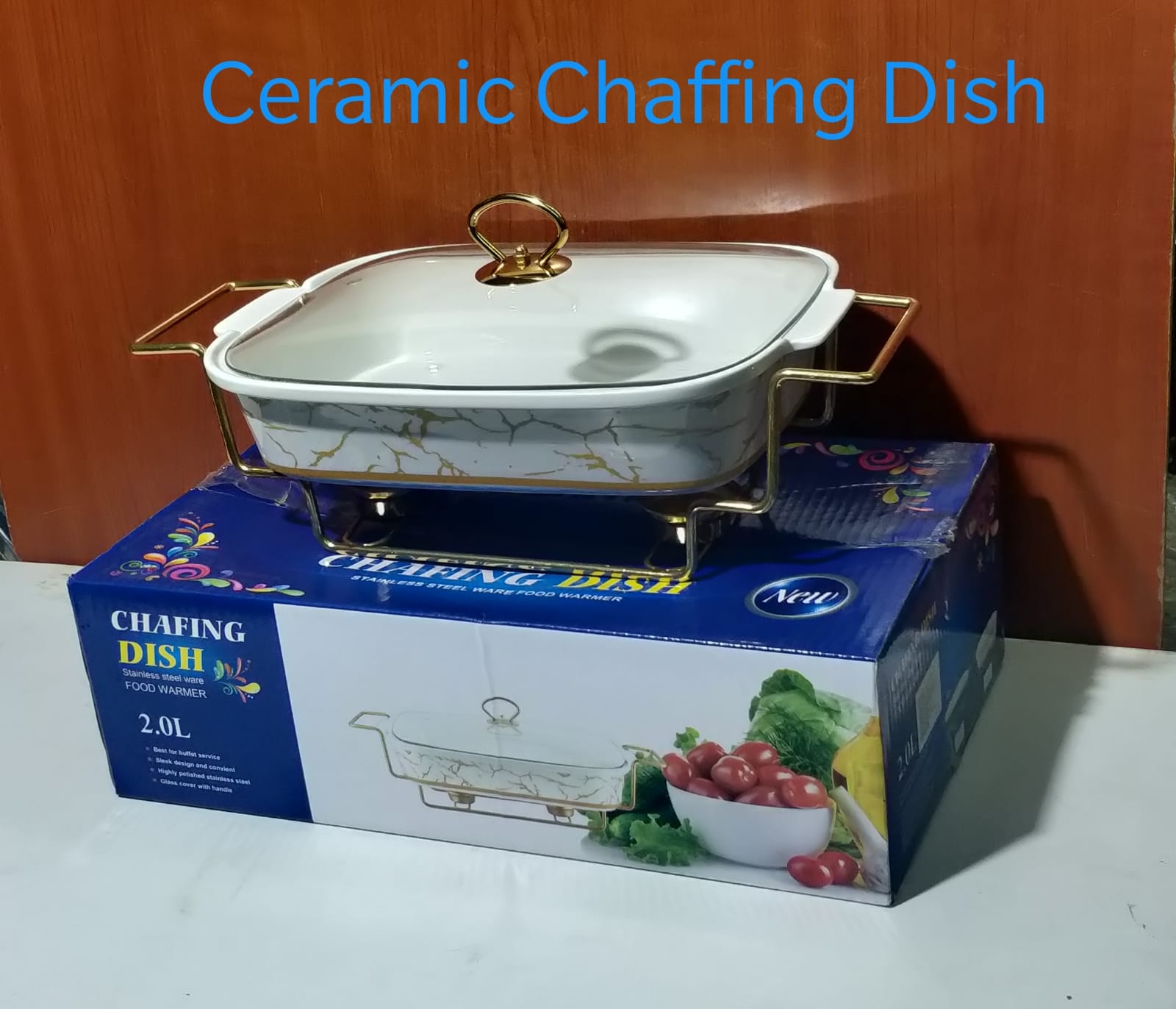 Special offers 🔥🔥 Ceramic Chaffing Dish with Gold stainless steel stand Rectangle