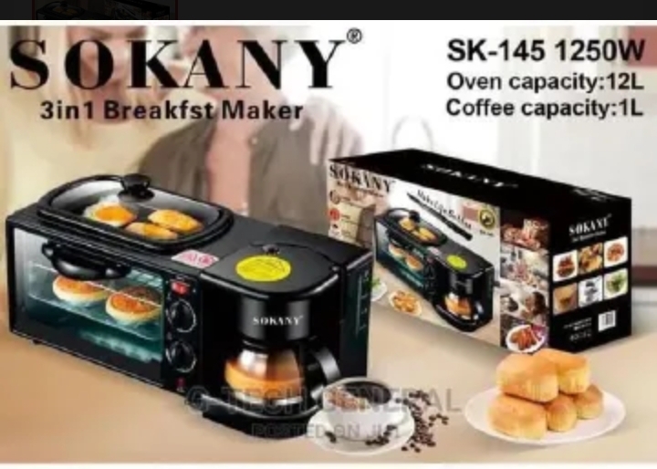🔥✨OFFER OFFER ✨✨ Sokany 3 - in-1 Breakfast Maker✨🔥 Complete Smart Breakfast Station ☕ Built - in -Coffee Maker ✨ 1L c
Capacity, 🍞12L Mini Oven for Baking & Toasting .🍳  Top Frying for Eggs Sausage