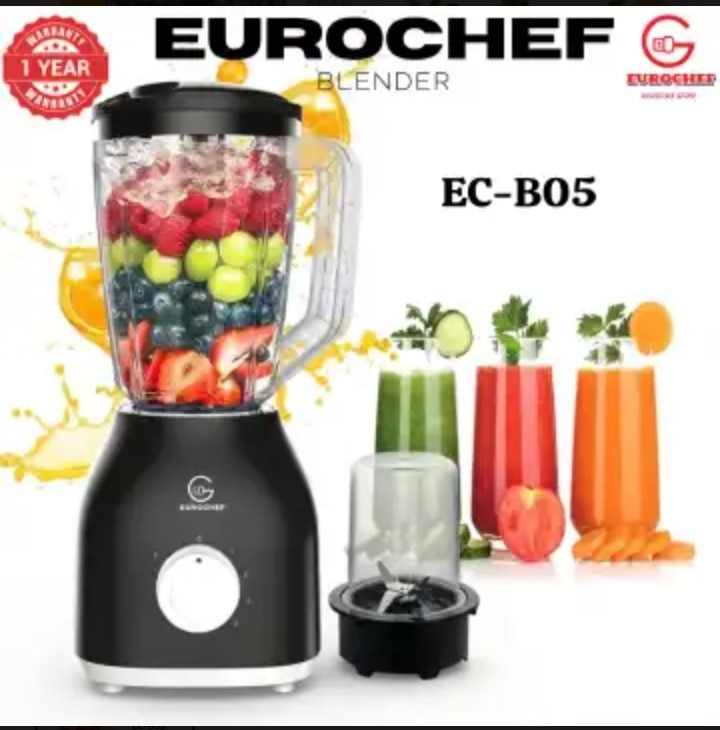 🔥 Eurochef 2-in-1 Blender – Model EC-B05 (1.8L) Blend, grind, and create delicious recipes with the Eurochef EC-B05 2-in-1 Blender. Designed for everyday convenience, this powerful kitchen appliance