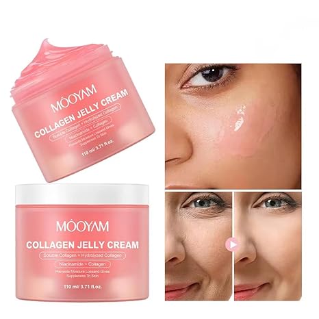 Collagen Jelly Cream - Anti-Aging Face Moisturizer with Niacinamide & Hyaluronic Acid, Hydrolyzed Collagen for Wrinkles & Hydration