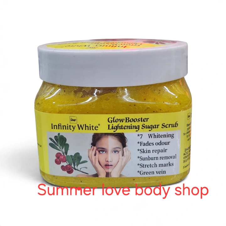 Glow Booster Lightening Sugar Scrub - Sunburn Removal, Stretch marks, Green Vein, Skin Repair, Fades Odor, 7x Whitening - 680ml