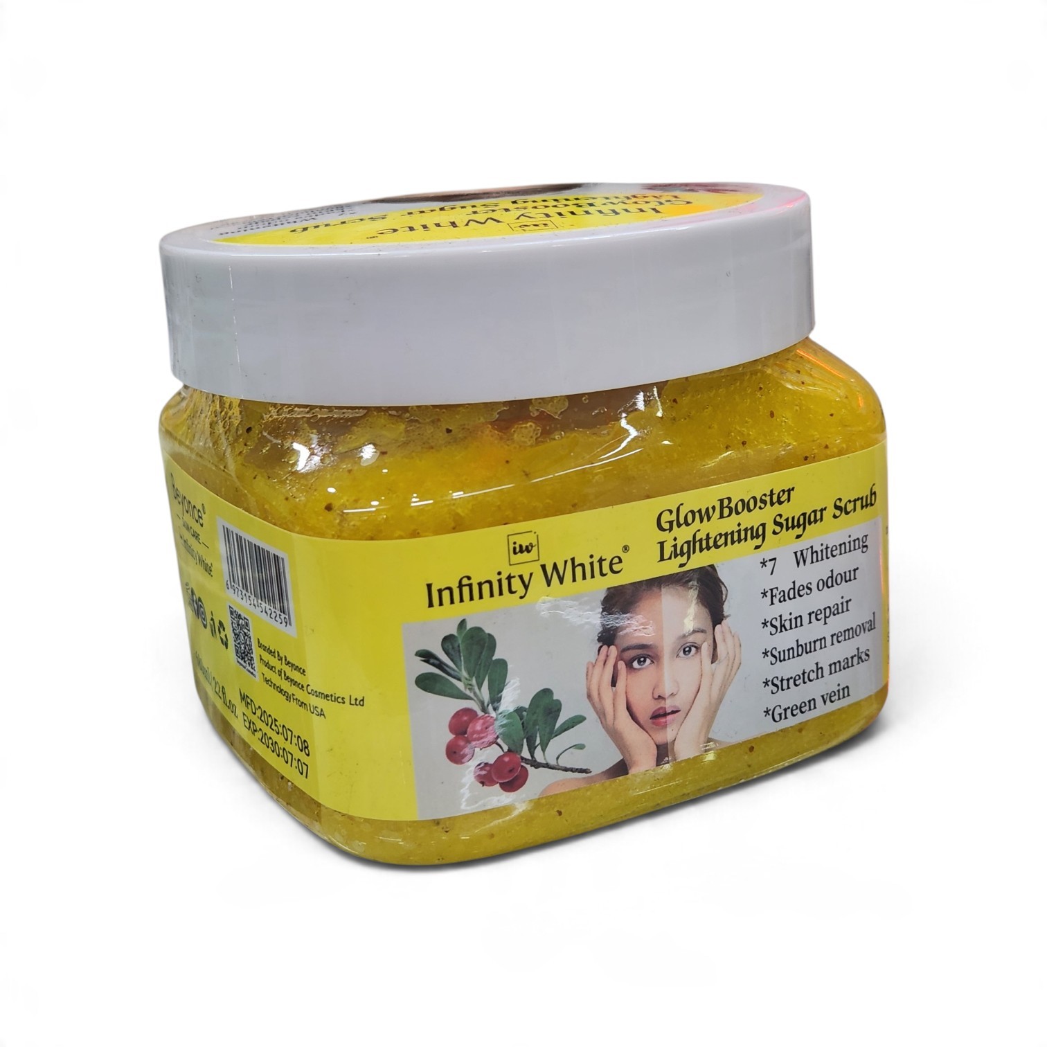 Glow Booster Lightening Sugar Scrub - Sunburn Removal, Stretch marks, Green Vein, Skin Repair, Fades Odor, 7x Whitening - 680ml