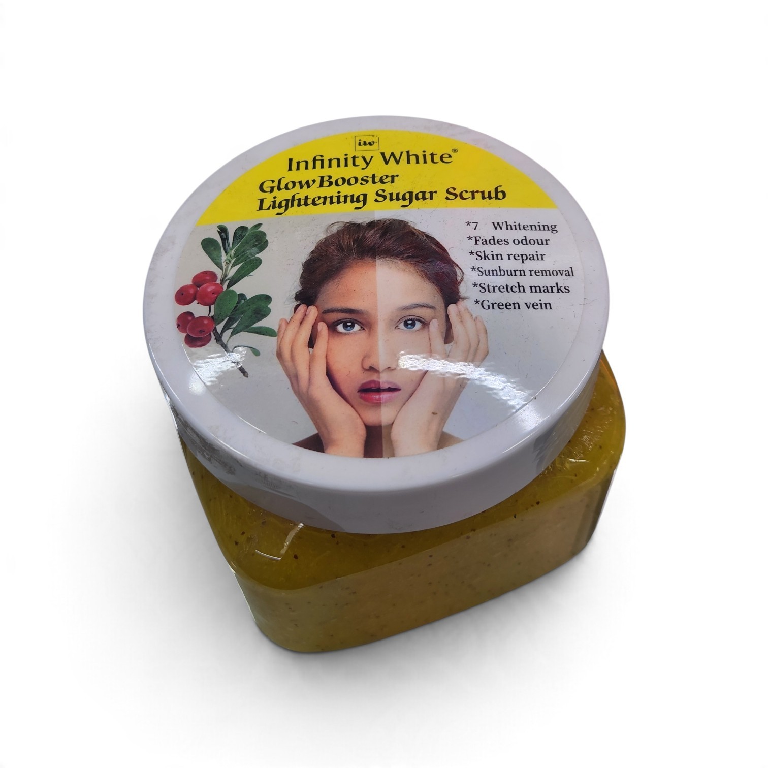 Glow Booster Lightening Sugar Scrub - Sunburn Removal, Stretch marks, Green Vein, Skin Repair, Fades Odor, 7x Whitening - 680ml