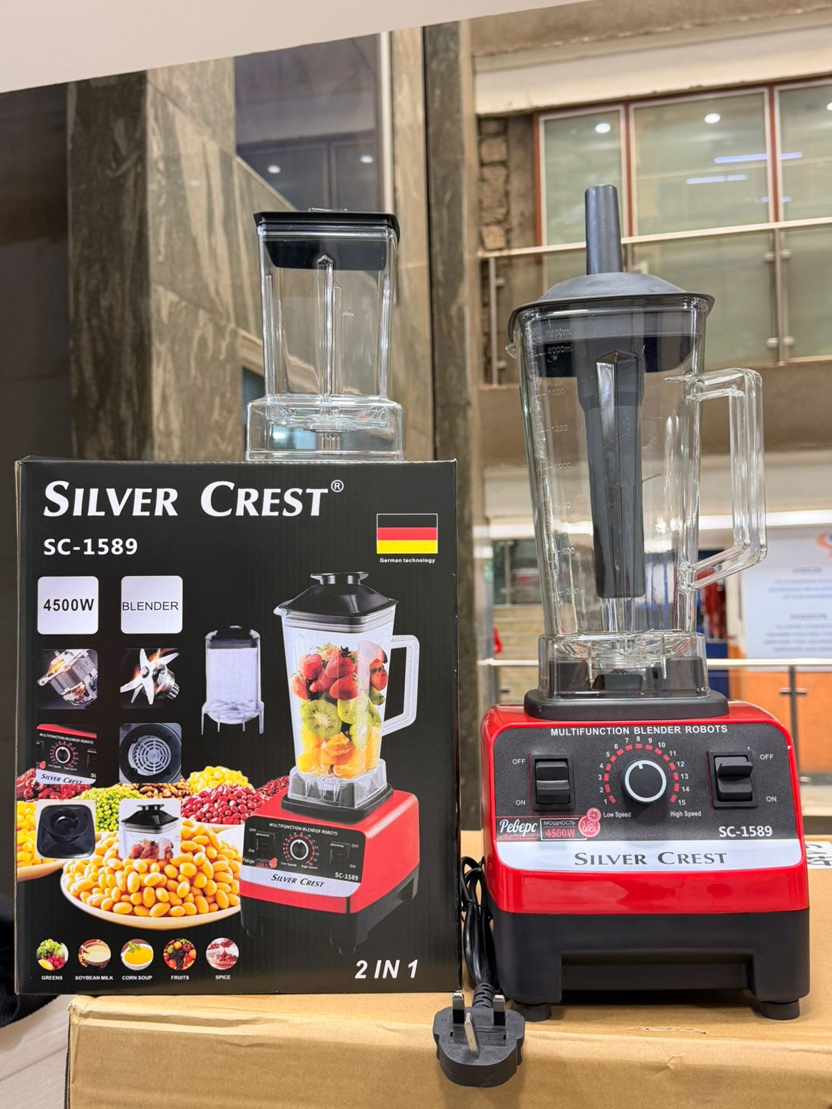 🍹 SILVERCREST GERMANY 2 IN 1 HEAVY DUTY COMMERCIAL BLENDER – SC-1589 (4500W)

Upgrade your kitchen with this powerful commercial-grade blender and grinder, designed for heavy-duty blending, grinding,